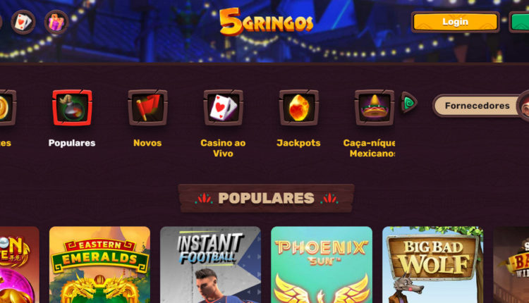 5Gringos Casino 200 % Bonus de Primeiro Deposito