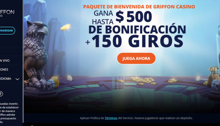 GriffonCasino 150 Giros Gratis & 500 $ de Bonificacion