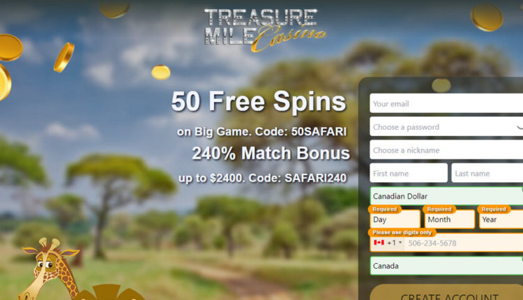 TreasureMile 50 Sin depósito giros gratis código extra
